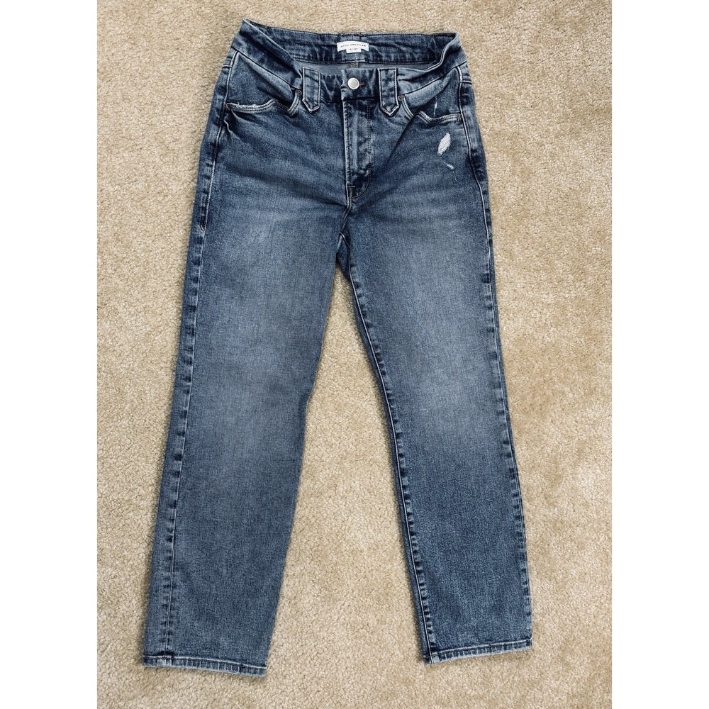 Good American Good Legs Straight Distressed Jeans Blue Size 4/27 Mid Rise